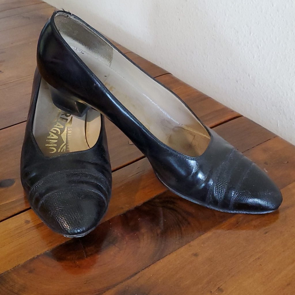 Ferragamo Black Heels 7b Womens